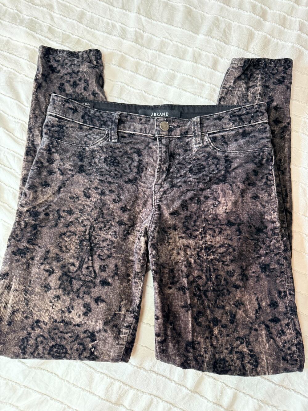 J Brand Women’s Animal Print Skinny Jeans Gray Black Leopard Pattern
